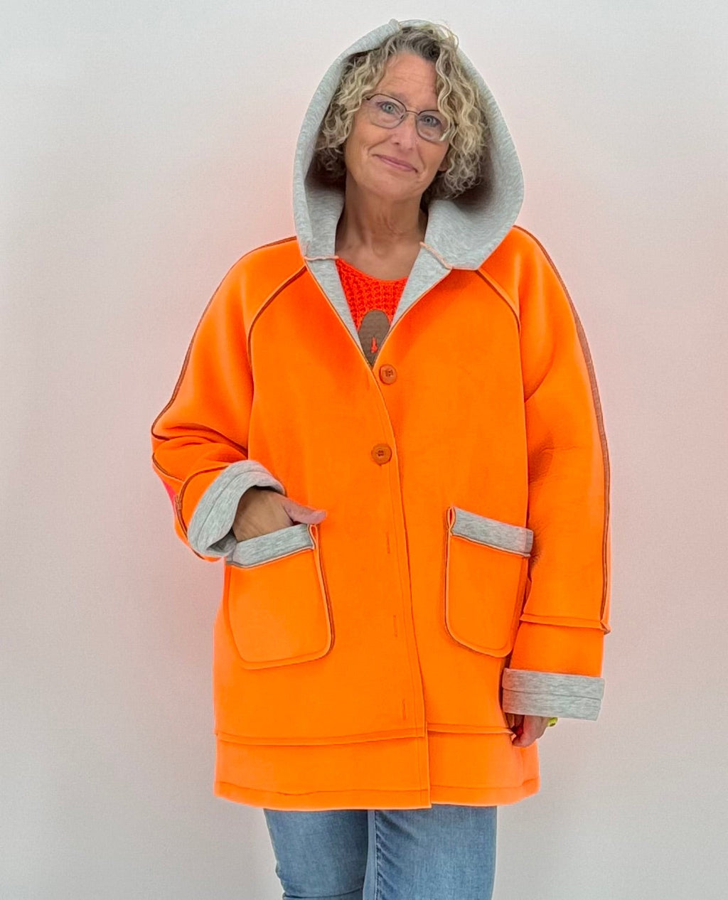 Jacke, "Copenhagen", orange, grün, braun, grau