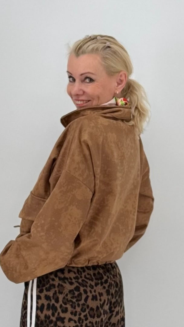 Blouson-Jacke mit leichtem Velours-/Wildleder-Look in Trendfarben