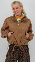 Blouson-Jacke mit leichtem Velours-/Wildleder-Look in Trendfarben