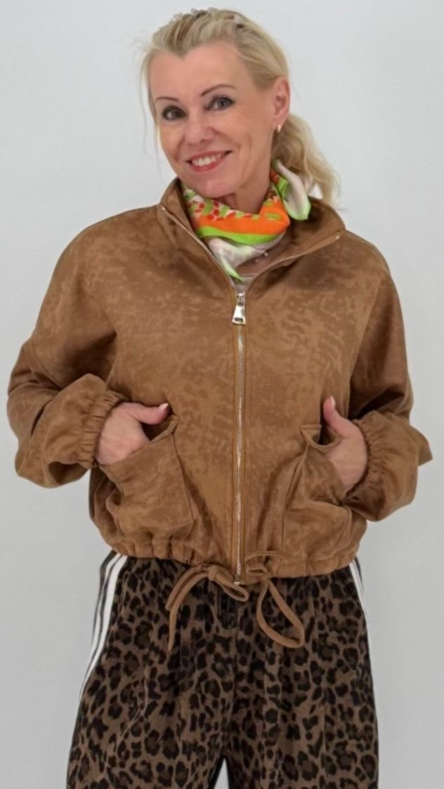 Blouson-Jacke mit leichtem Velours-/Wildleder-Look in Trendfarben