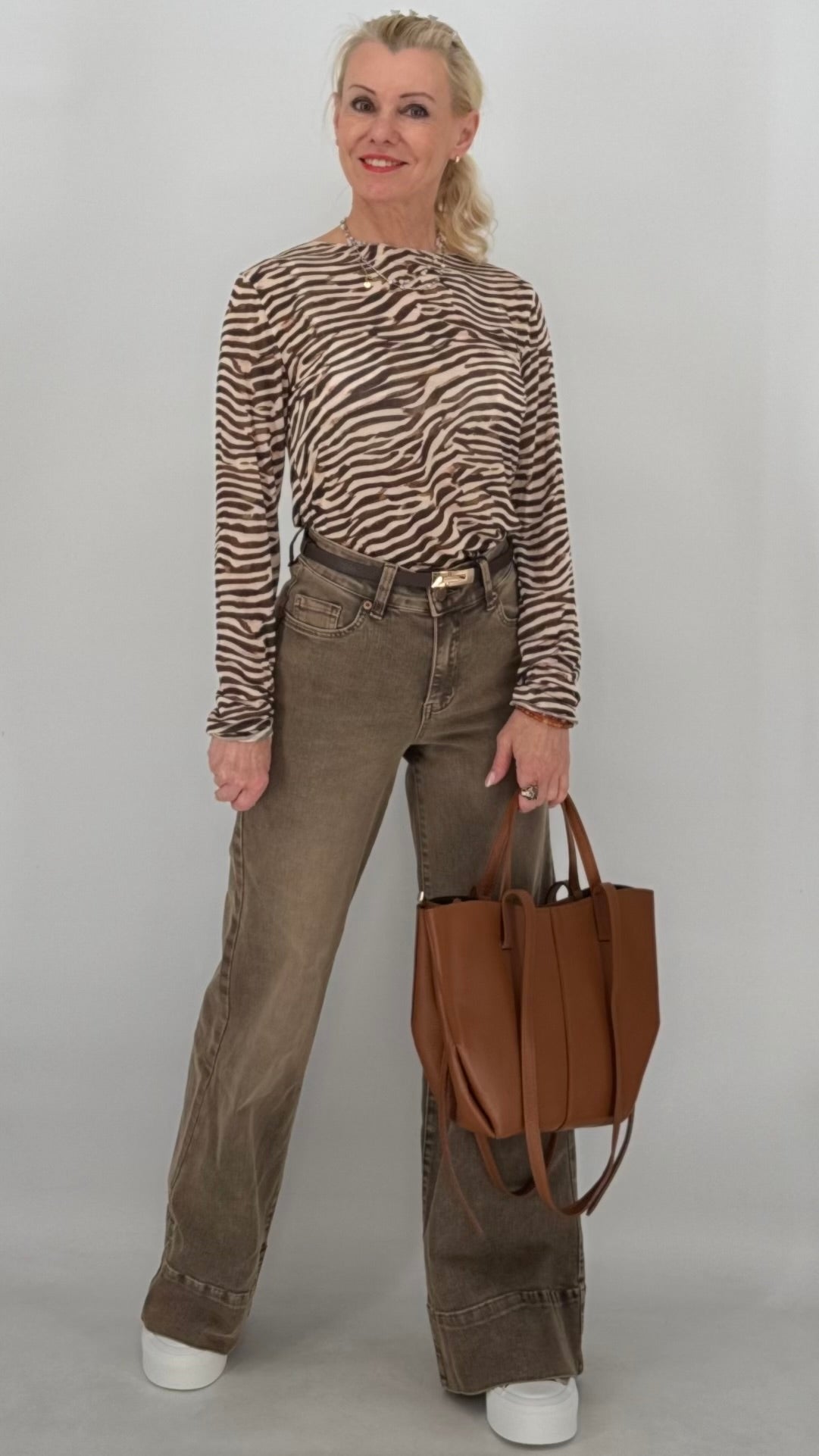 Basic langarm Shirt, Zebra
