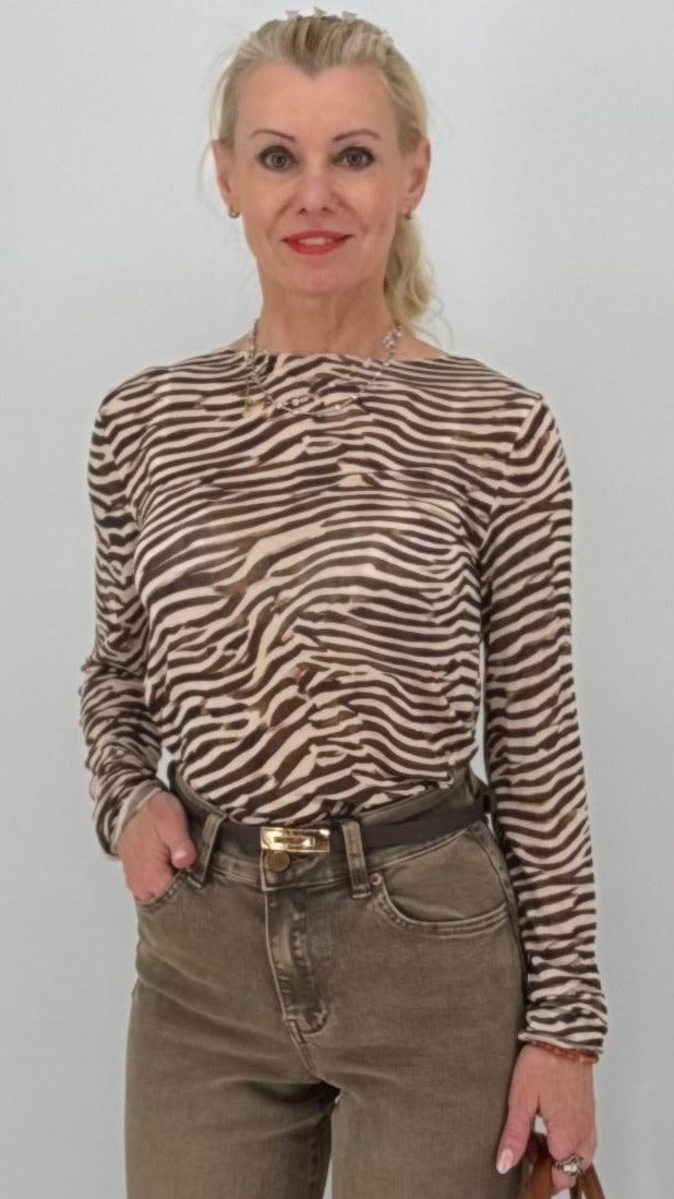 Basic langarm Shirt, Zebra