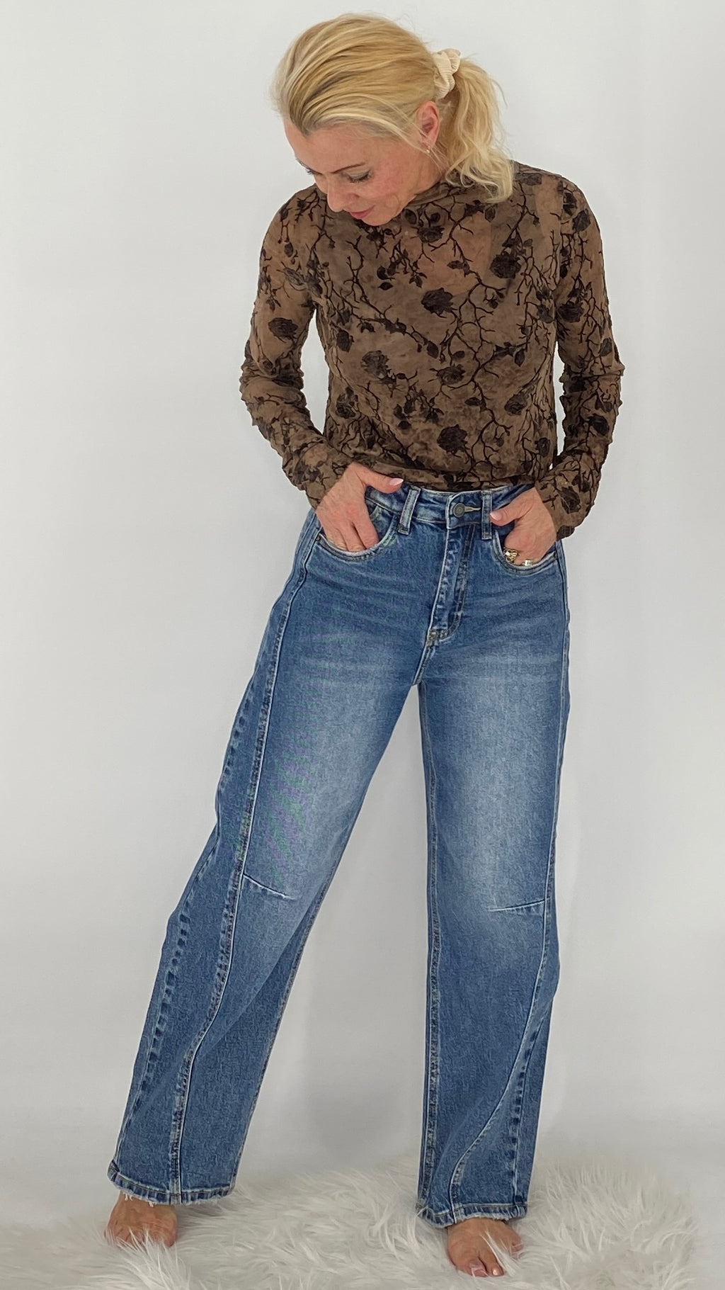 Elegantes Mesh-Shirt Damen
