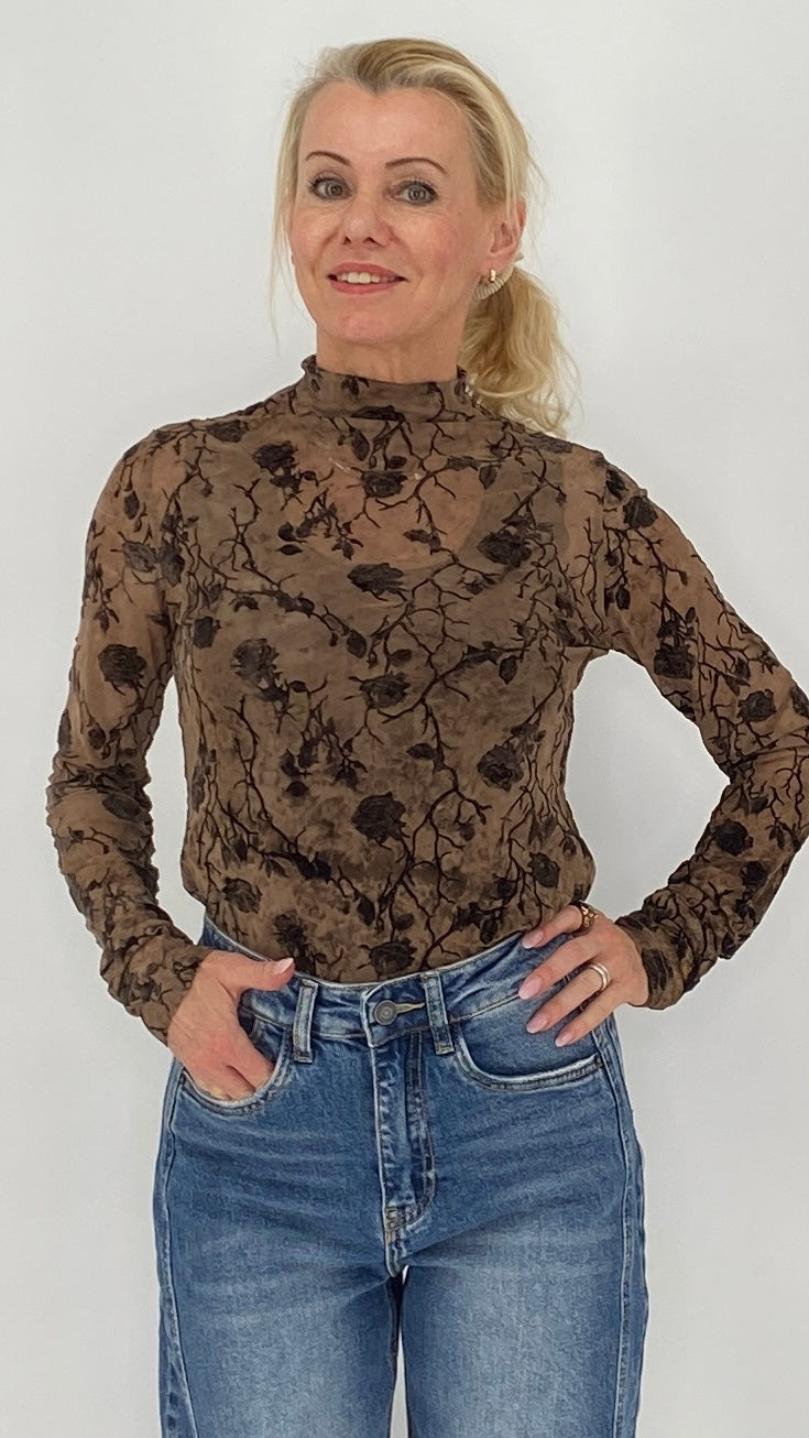 Elegantes Mesh-Shirt Damen