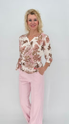 Bluse Muster, creme/beige/rosa