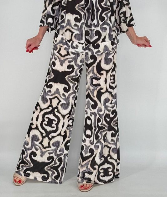 Hose creme/schwarz