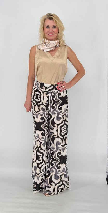 Hose creme/schwarz