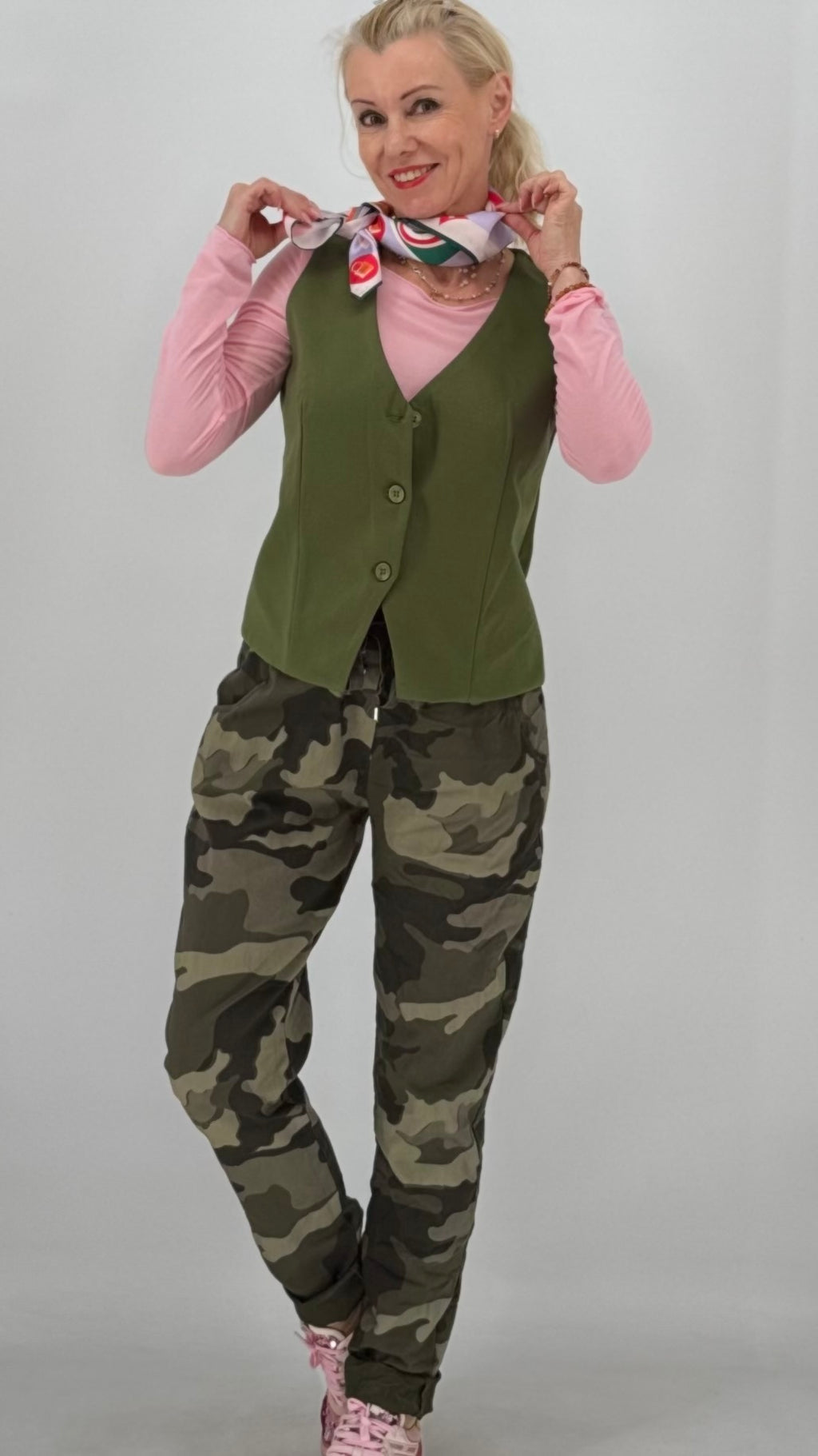 Weste in Taupe und Khaki