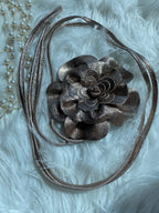 Bindegürtel aus Leder, Grün, Silber, Schwarz, Bronze