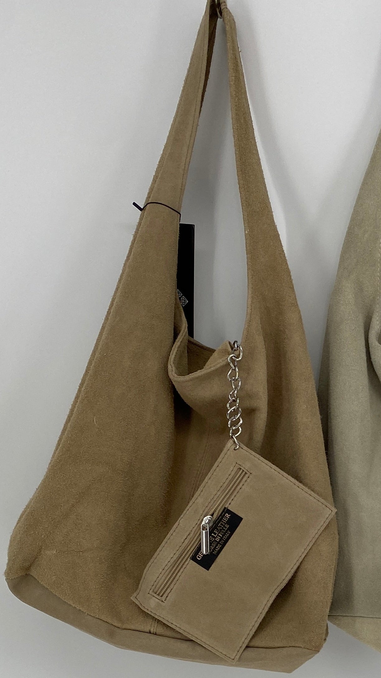Shopper-Tasche aus Wildleder + kleine Geldbörse