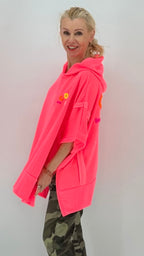 Hoodie "ICONIC"in Orange, Pink und Rose