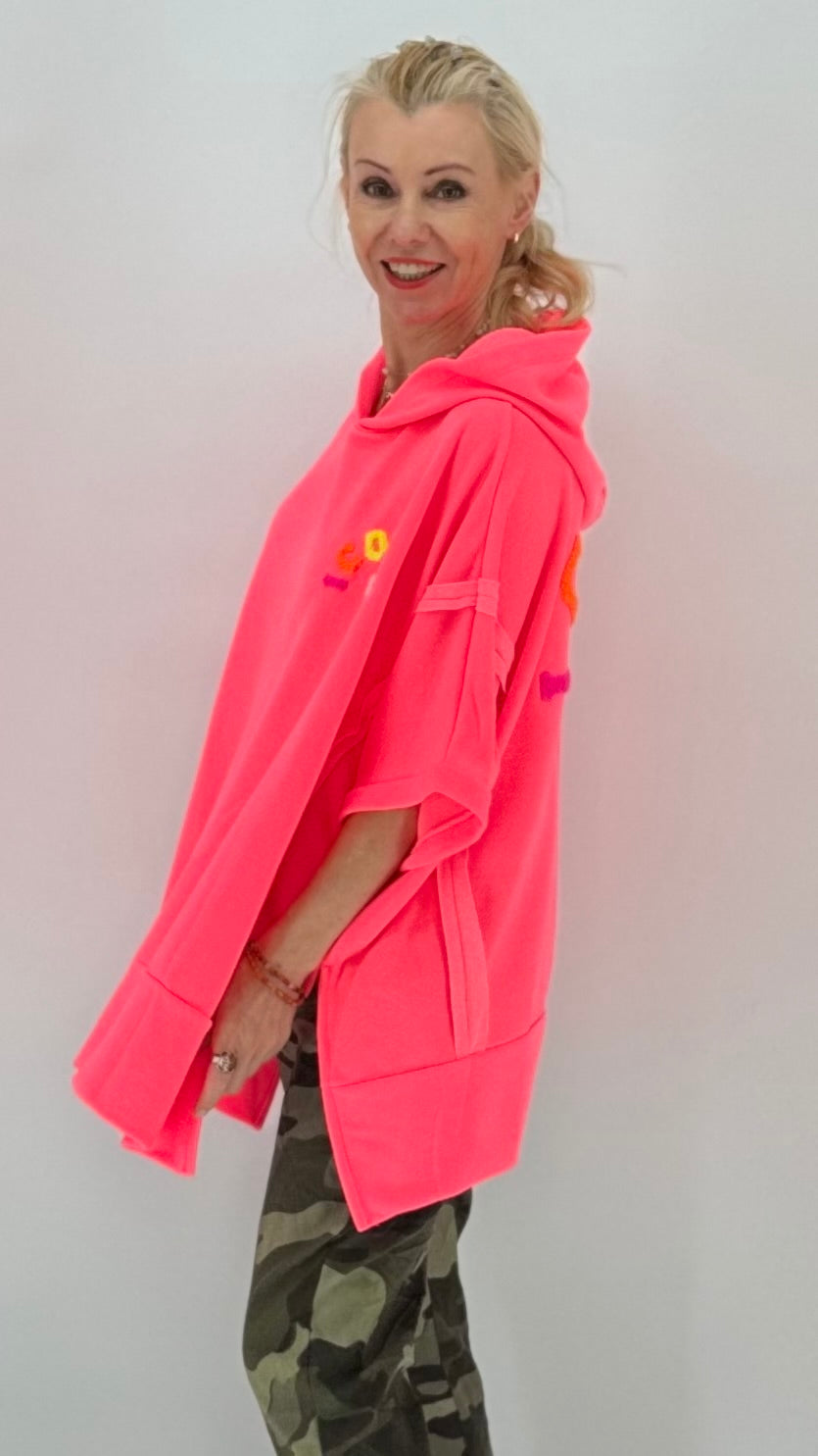 Hoodie "ICONIC"in Orange, Pink und Rose