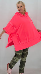 Hoodie "ICONIC"in Orange, Pink und Rose