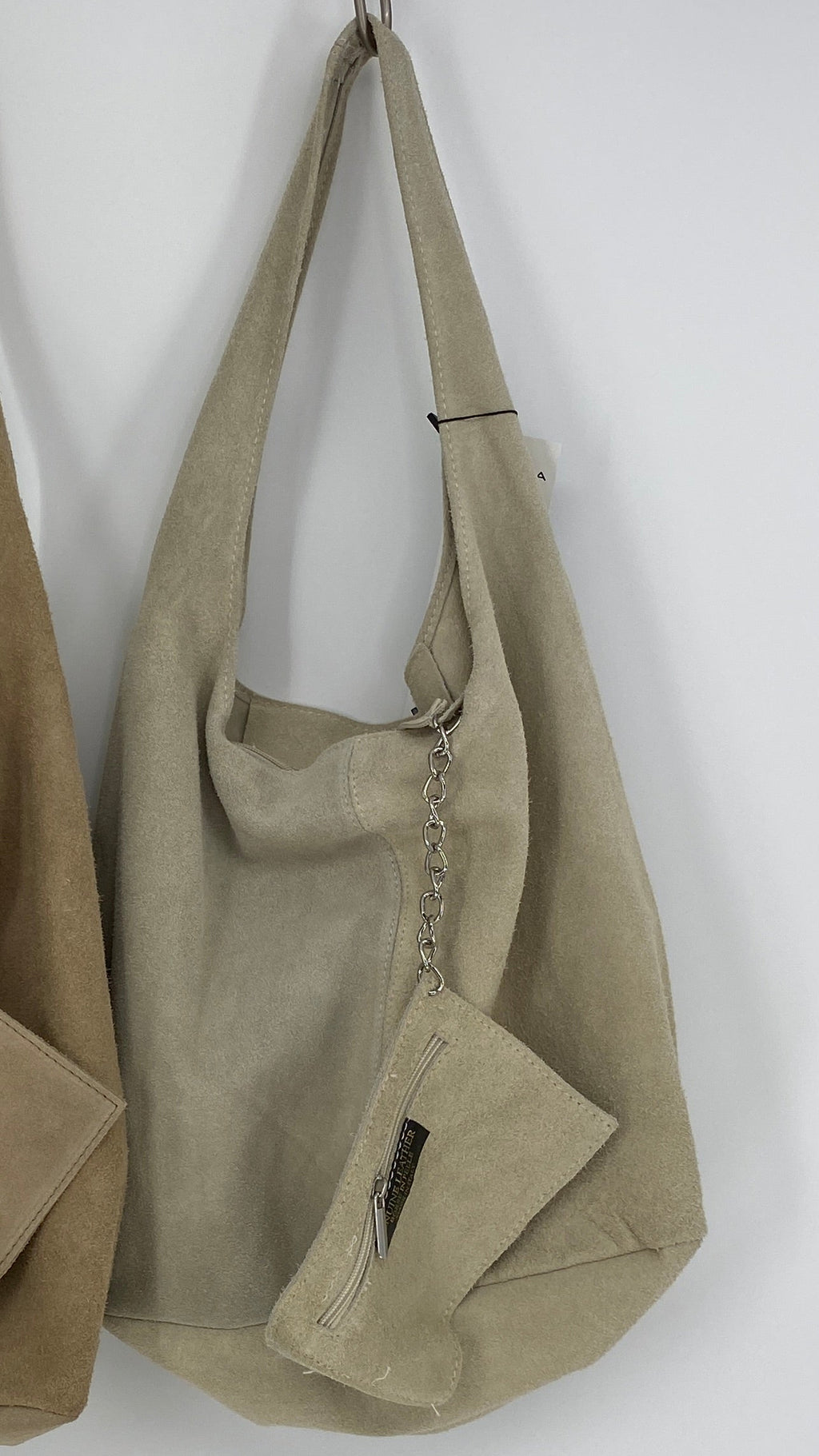 Shopper-Tasche aus Wildleder + kleine Geldbörse
