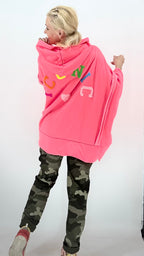 Hoodie "ICONIC"in Orange, Pink und Rose