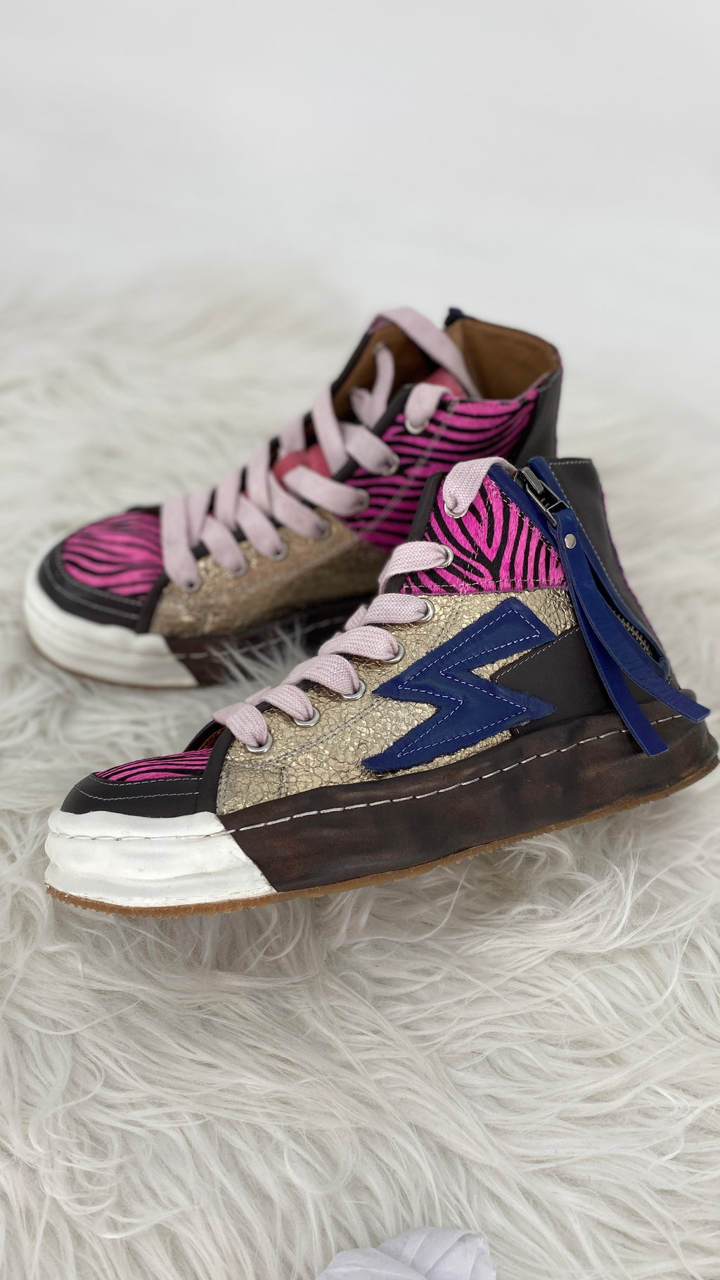 Zebra Glam Sneaker, Rebecca White, Leder