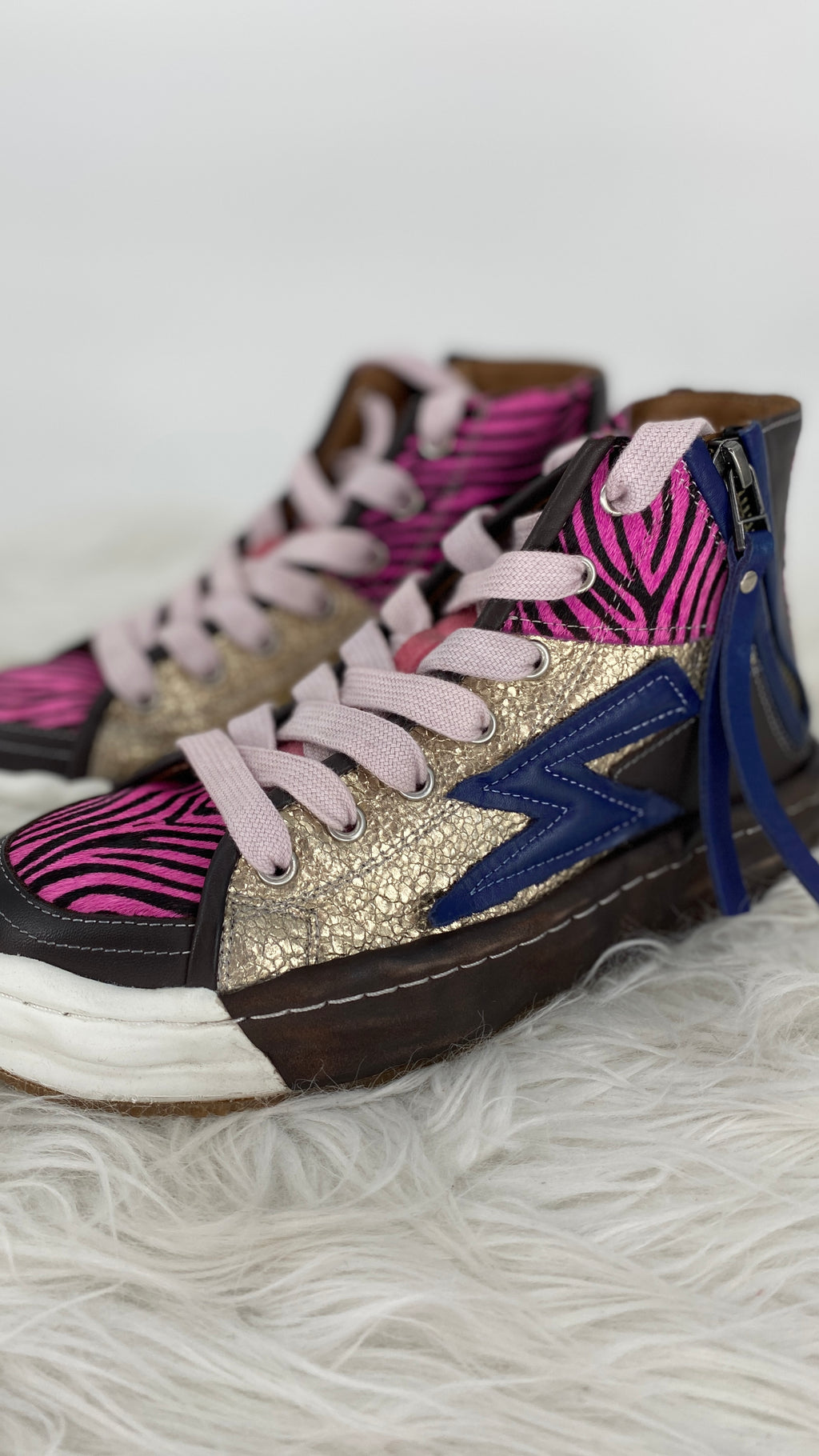 Zebra Glam Sneaker, Rebecca White, Leder