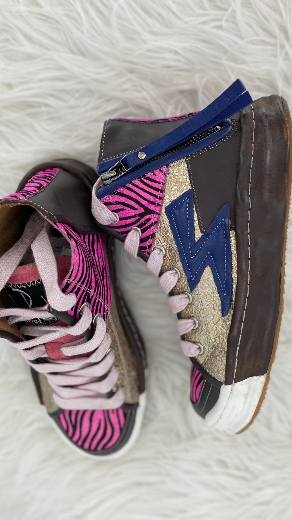 Zebra Glam Sneaker, Rebecca White, Leder