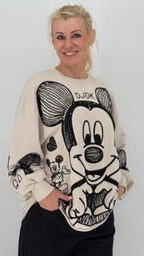 Damen Sweatshirt mit Schwarz-Weiss-Motiv