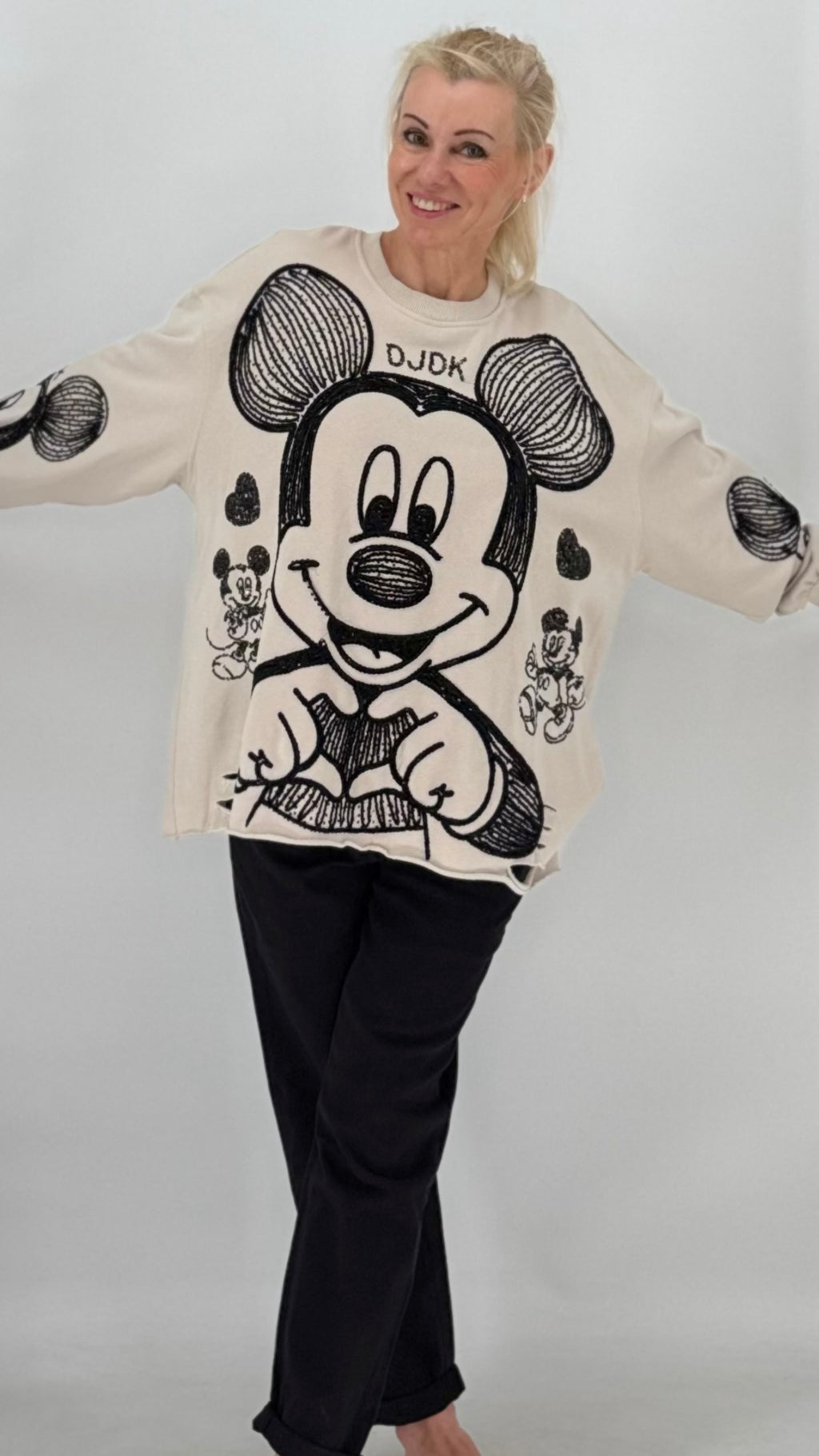 Damen Sweatshirt mit Schwarz-Weiss-Motiv