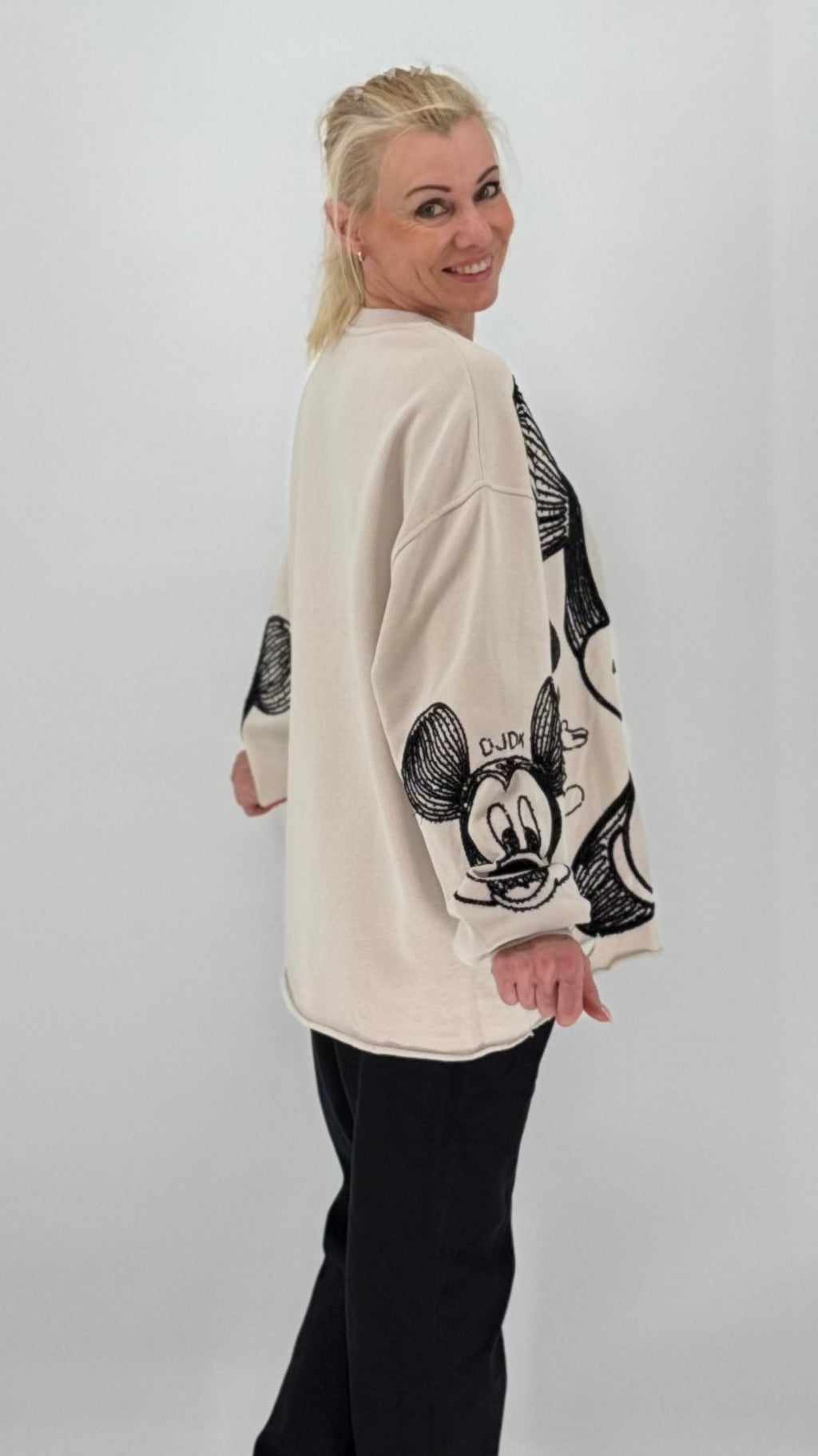 Damen Sweatshirt mit Schwarz-Weiss-Motiv