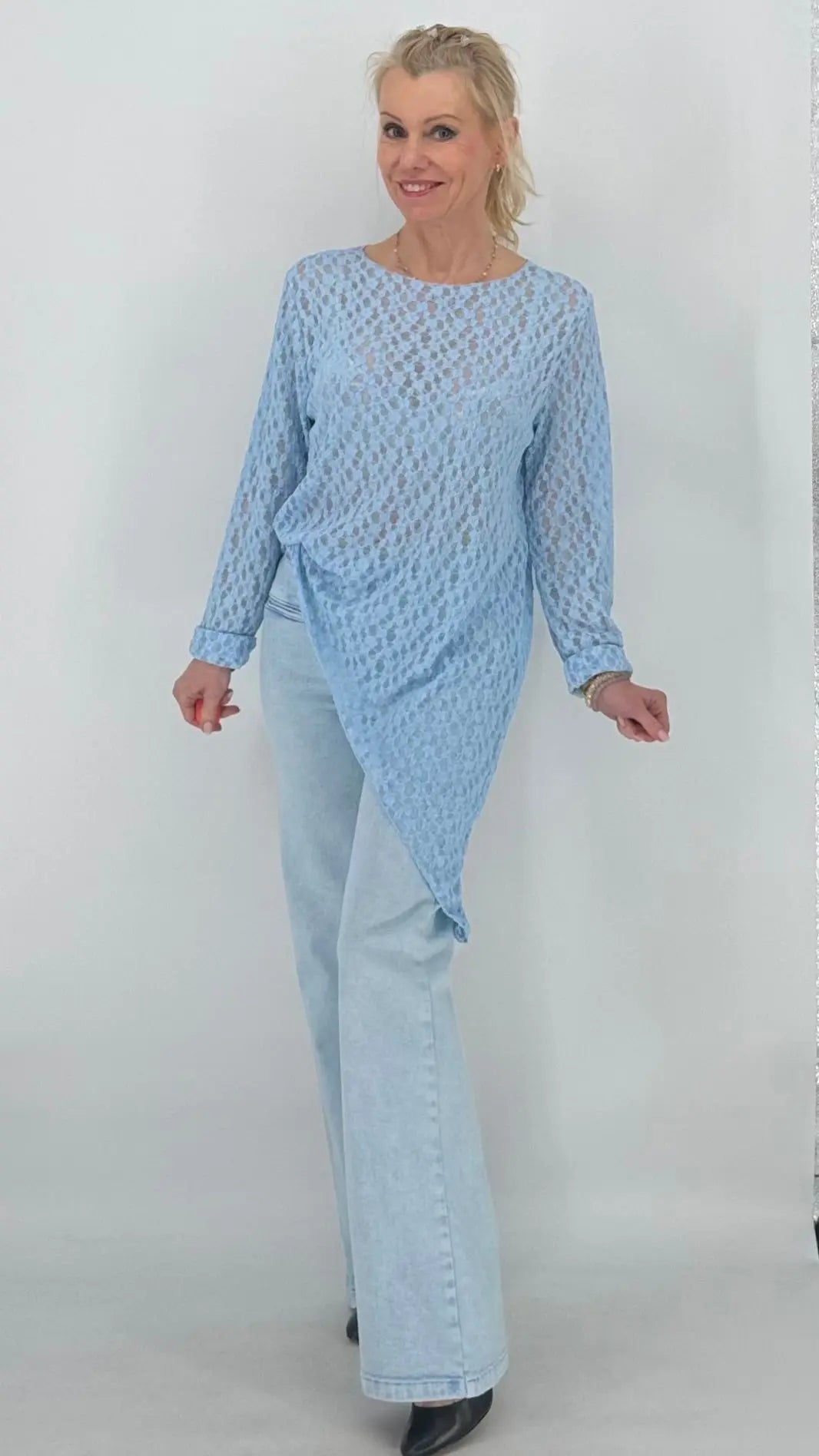 Shirt im Spitzenlook, rosa, creme, blau - By Elena FashionBy Elena Fashion