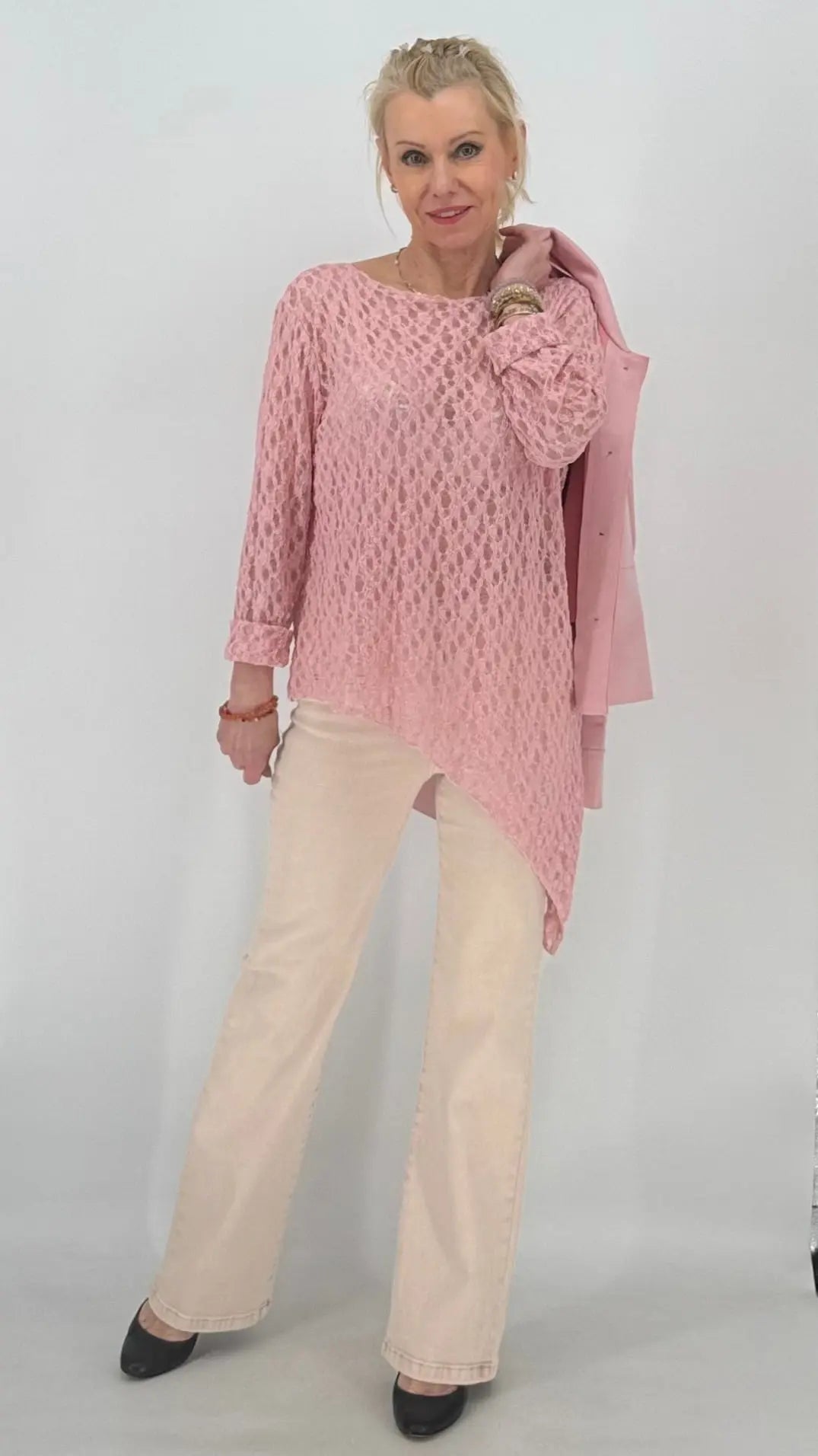 Shirt im Spitzenlook, rosa, creme, blau - By Elena FashionBy Elena Fashion