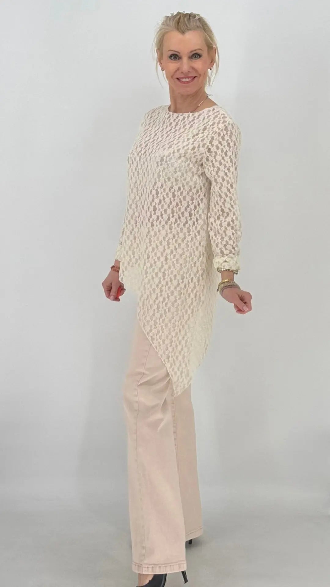 Shirt im Spitzenlook, rosa, creme, blau - By Elena FashionBy Elena Fashion