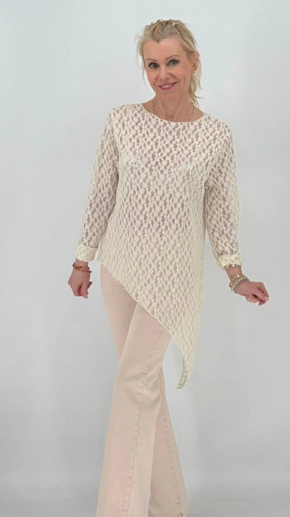 Shirt im Spitzenlook, rosa, creme, blau - By Elena FashionBy Elena Fashion