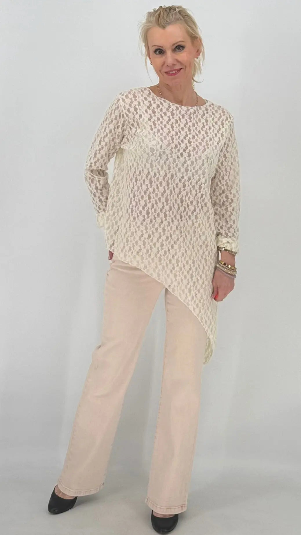 Shirt im Spitzenlook, rosa, creme, blau - By Elena FashionBy Elena Fashion