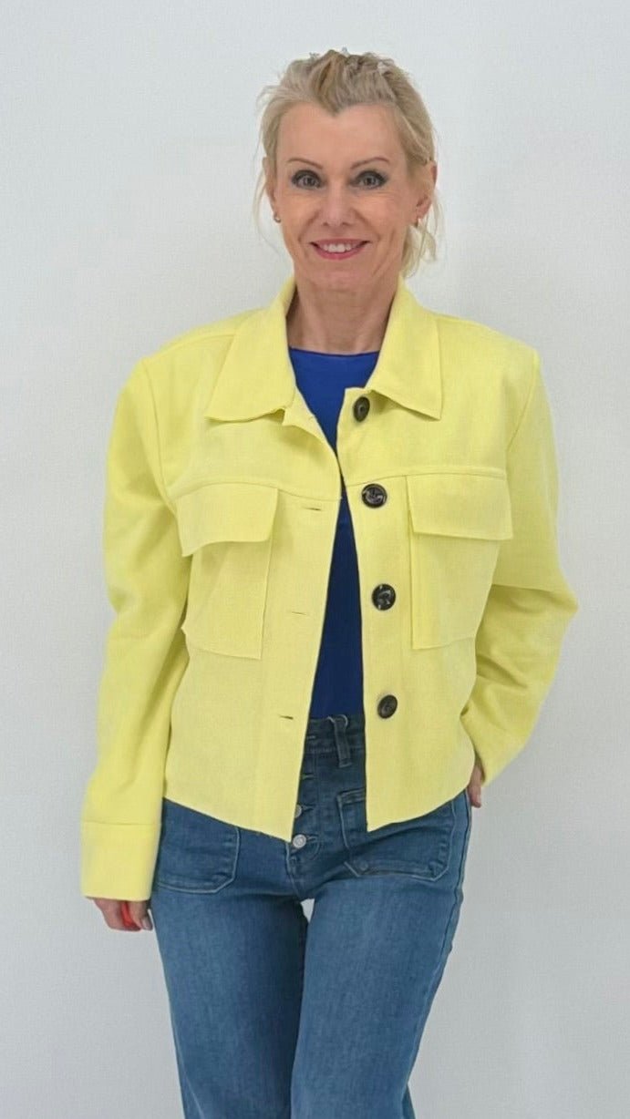 Kurze Jacke Veloursleder - Optik, in Gelb - By Elena FashionBy Elena Fashion