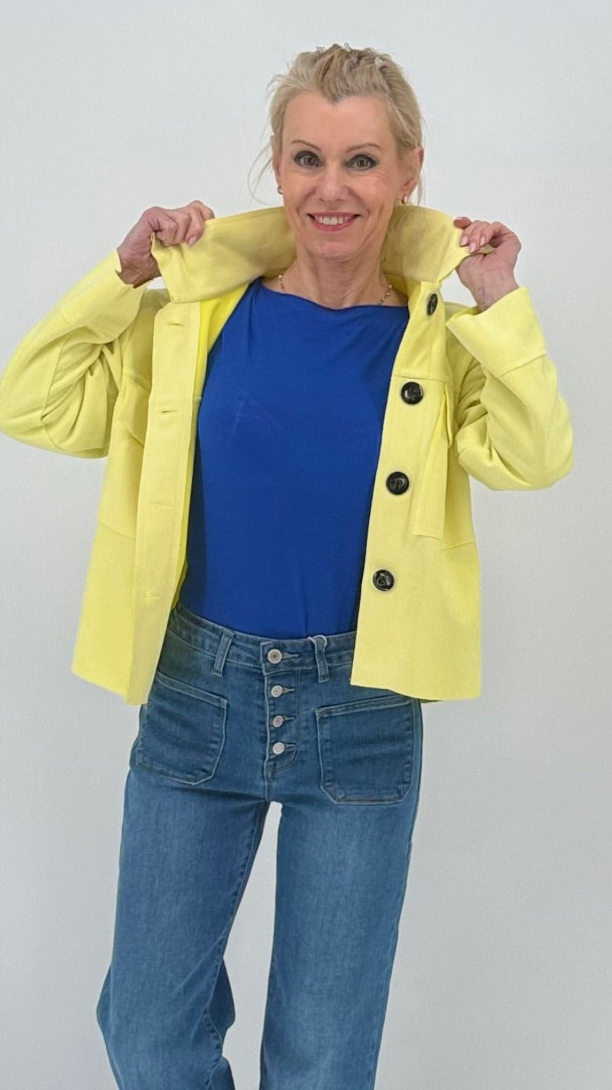 Kurze Jacke Veloursleder - Optik, in Gelb - By Elena FashionBy Elena Fashion