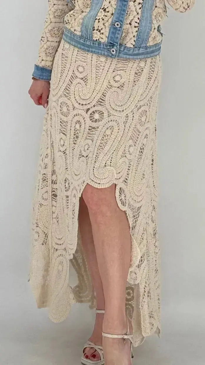 Häkel - Rock 100% Baumwolle, beige - By Elena FashionBy Elena Fashion