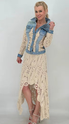 Jeans Jacke mit Häkelspitze By Elena Fashion