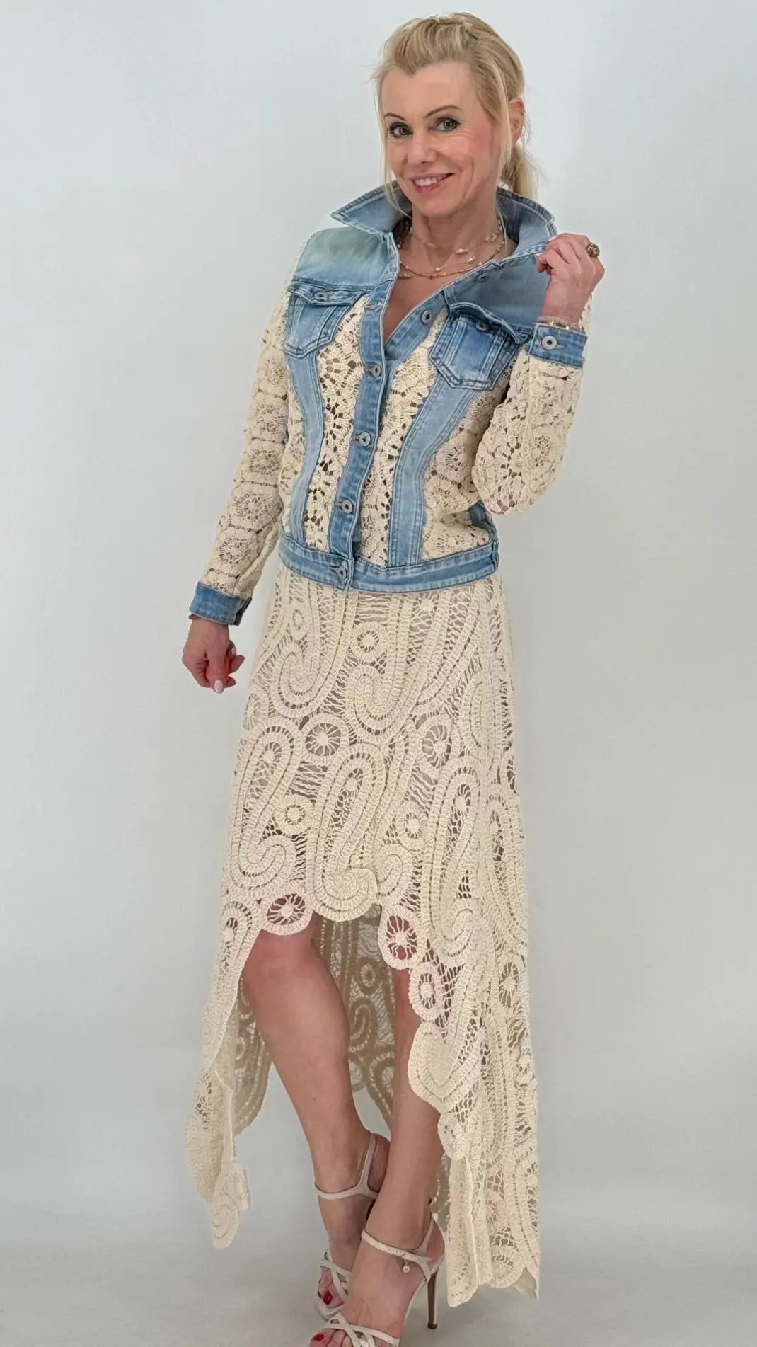 Häkel-Rock 100% Baumwolle, beige By Elena Fashion