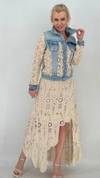 Jeans Jacke mit Häkelspitze By Elena Fashion