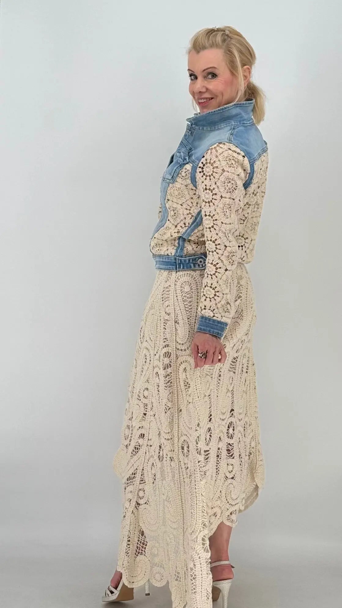 Häkel-Rock 100% Baumwolle, beige By Elena Fashion