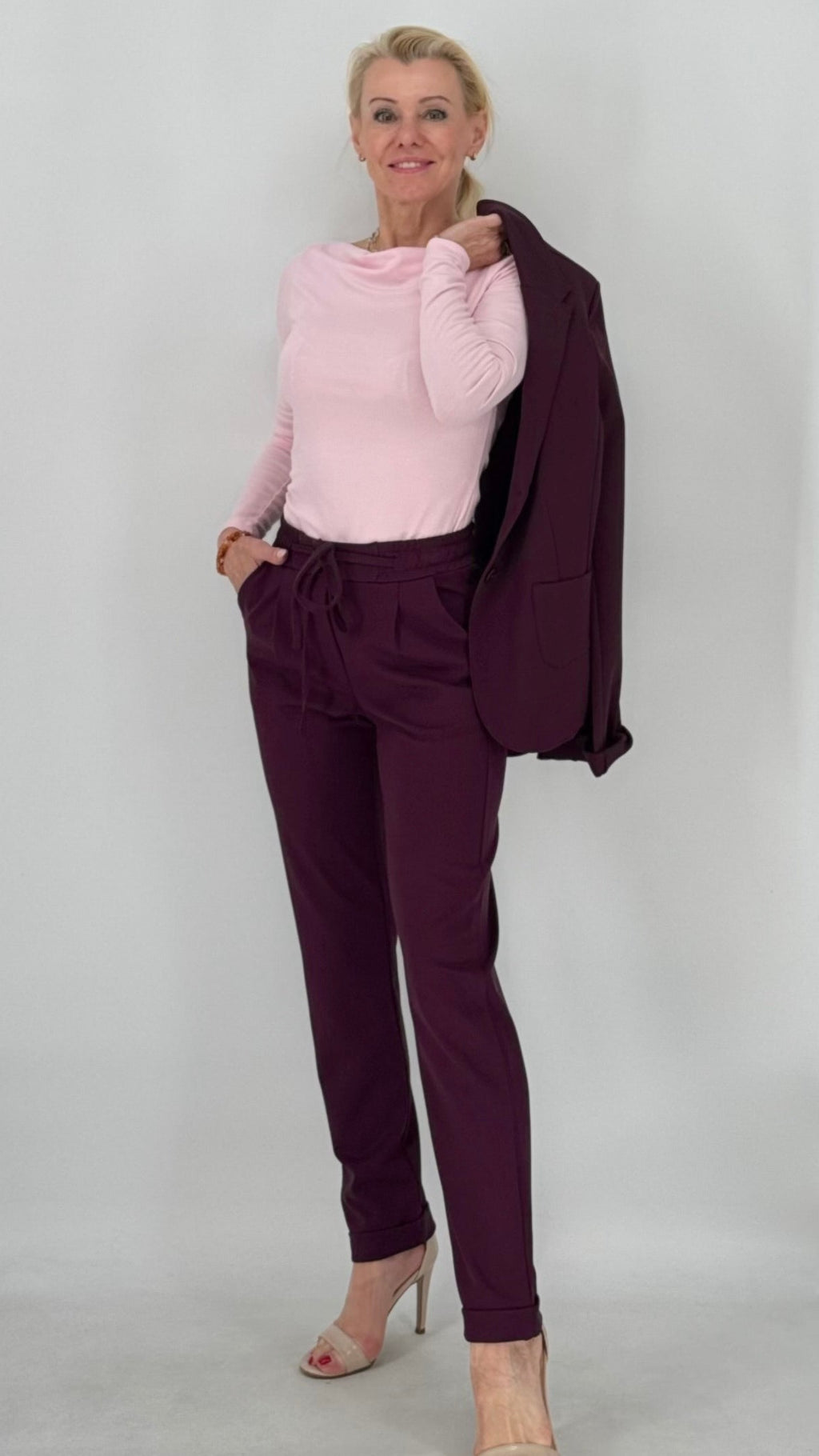 Basic langarm Shirt, schwarz, rot, gelb, rosa, mint