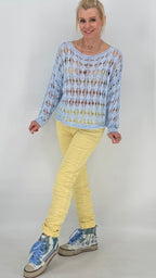 Sommer Strickpullover, weiß, blau - By Elena FashionBy Elena Fashion