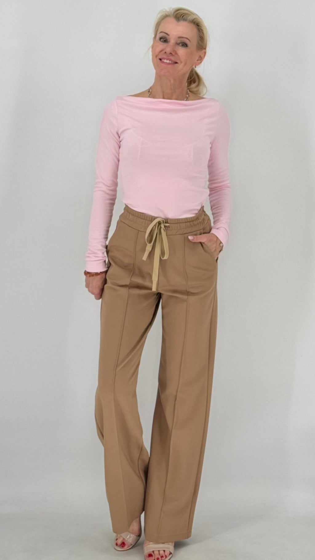 Basic langarm Shirt, schwarz, rot, gelb, rosa, mint