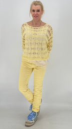 Sommer Strickpullover, weiß, blau - By Elena FashionBy Elena Fashion