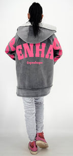 Jacke, "Copenhagen", orange, grün, braun, grau