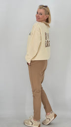 Pullover "La vie en rose", creme, braun