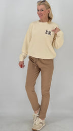 Pullover "La vie en rose", creme, braun