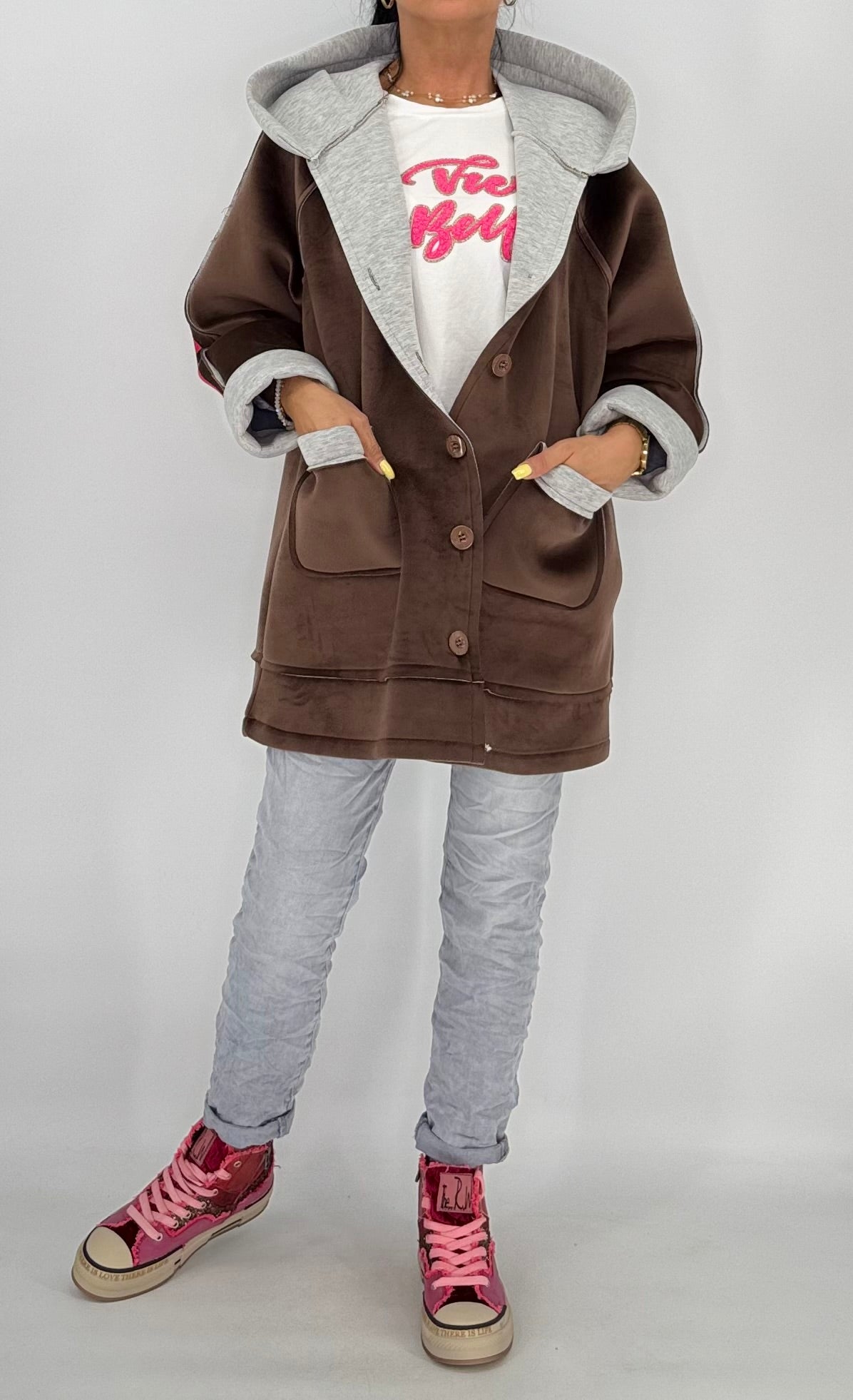 Jacke, "Copenhagen", orange, grün, braun, grau