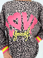 Leo Sweatshirt, "LOVE", beige, rosa, beige, blau