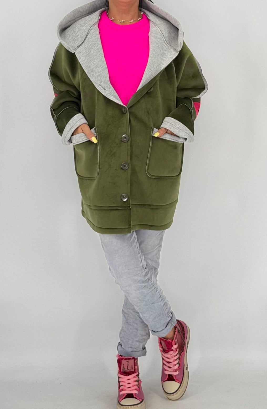 Jacke, "Copenhagen", orange, grün, braun, grau