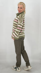 Strickjacke mit Reißverschluss, grün, pink, beige