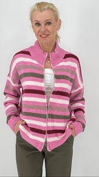 Strickjacke mit Reißverschluss, pink, bordeaux, khaki, beige