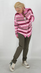 Strickjacke mit Reißverschluss, pink, bordeaux, khaki, beige